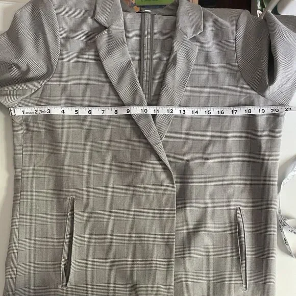 Maison d'Amelie Oversized Blazer XL Plaid Ruched Sleeve Preppy Academia - Picture 7 of 9